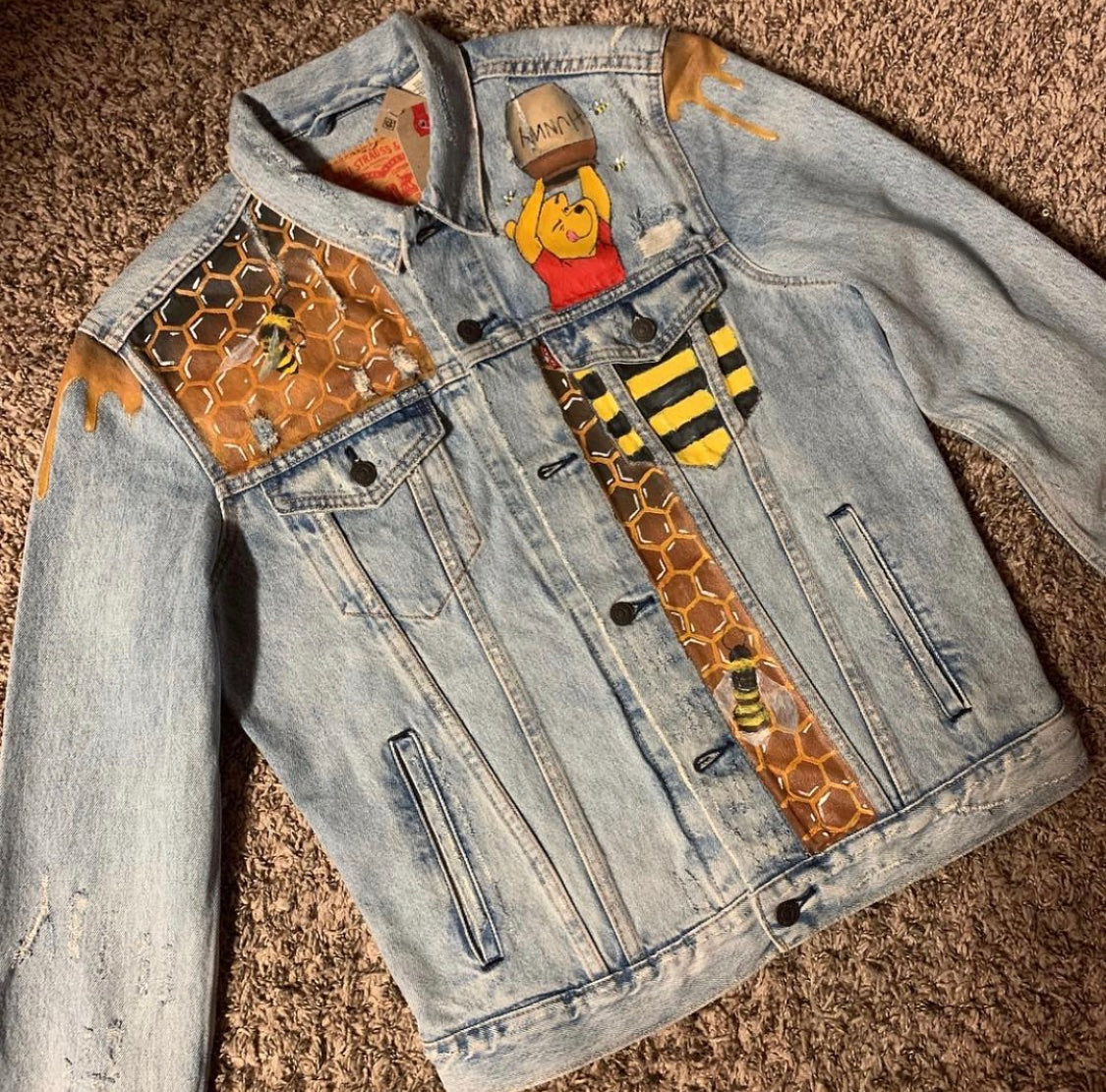 Louis Vuitton Custom Denim Jacket; Hand Painted; Art on denim